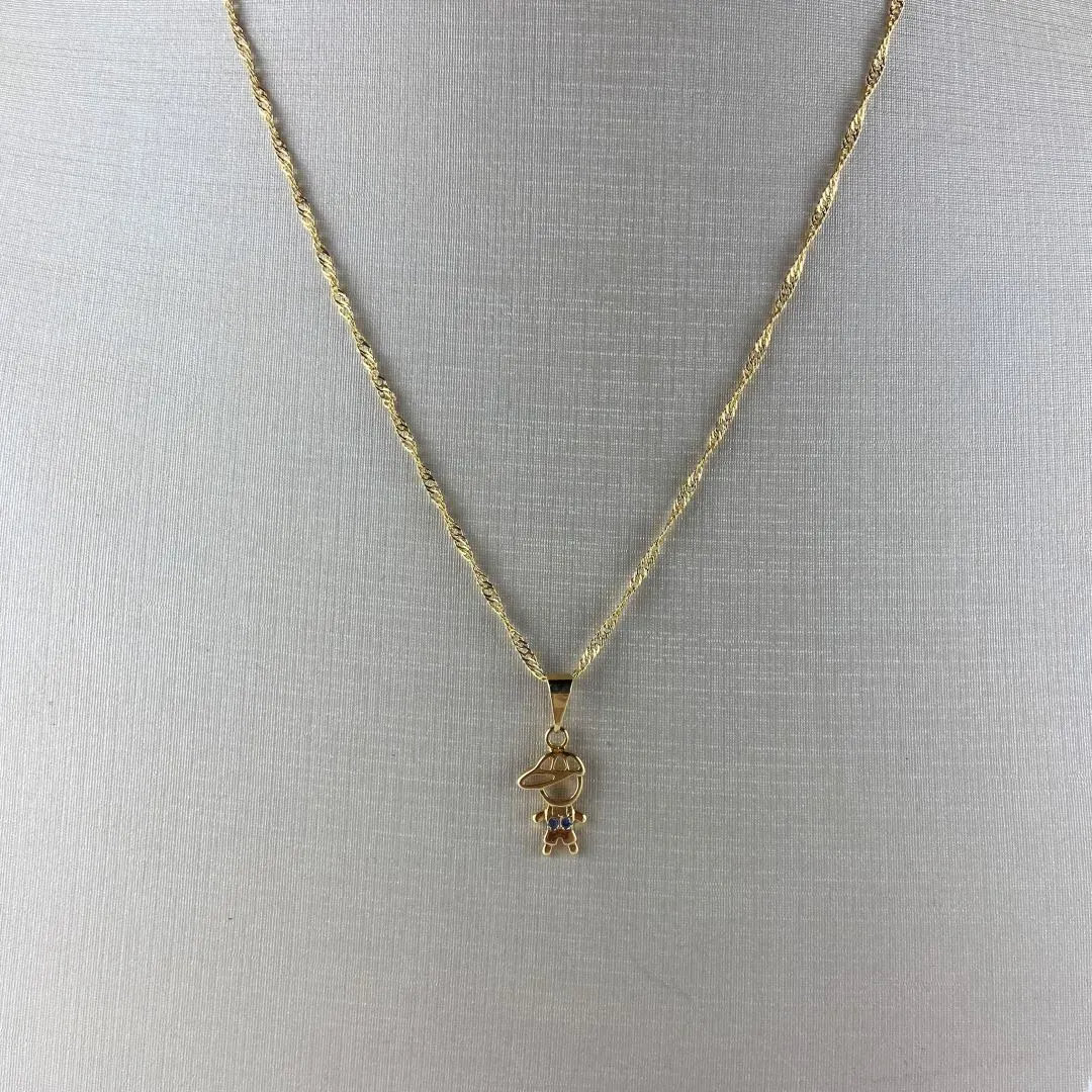 Colar Singapura com Pingente de Menino Folheado a Ouro 18k