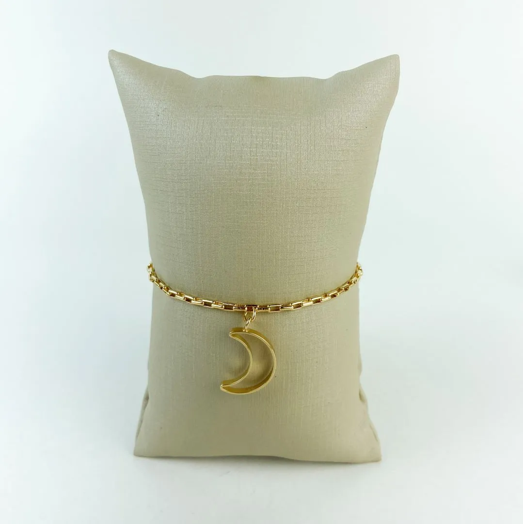 Pulseira Elo Cartier com Lua Folheado a Ouro 18
