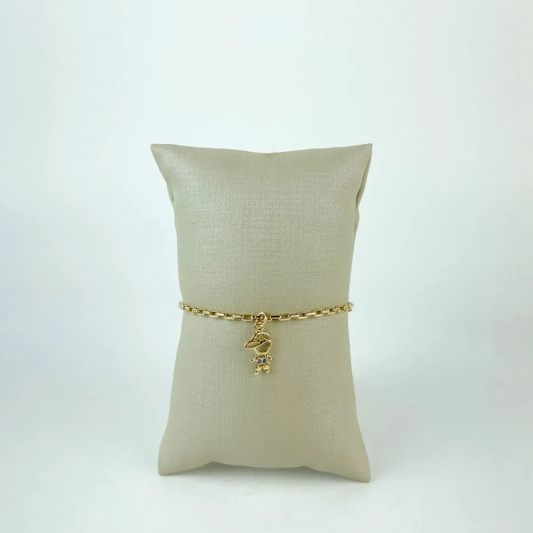 Pulseira Elo Cartier com Menino Folheado a Ouro 18K