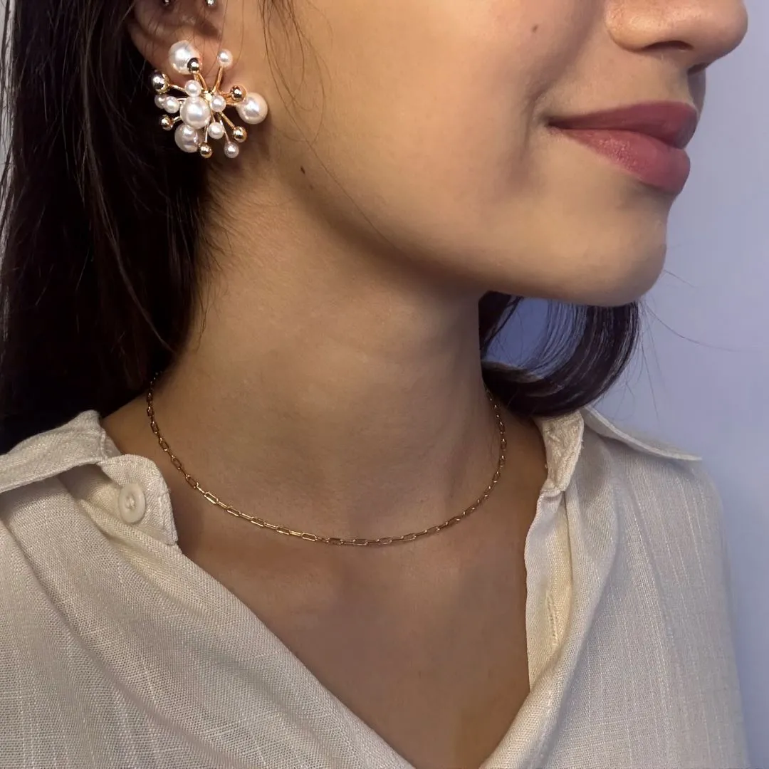 Brinco Explosão de Pérolas Folheado a Ouro 18k