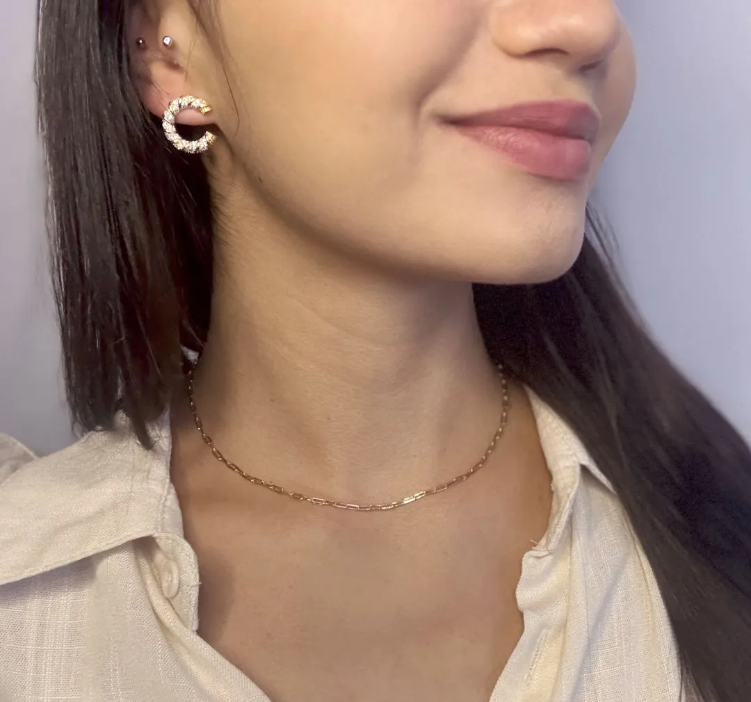 Brinco Argola Aberta em Zircônia Folheado a Ouro 18k
