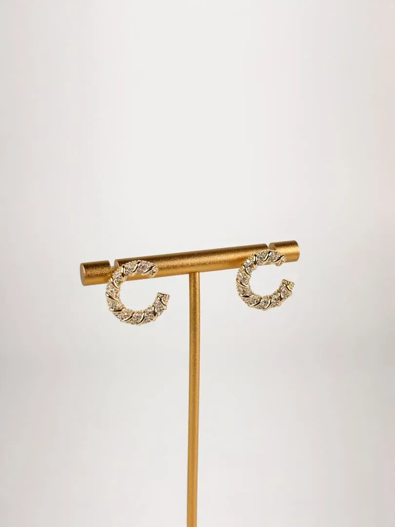 Brinco Argola Aberta em Zircônia Folheado a Ouro 18k