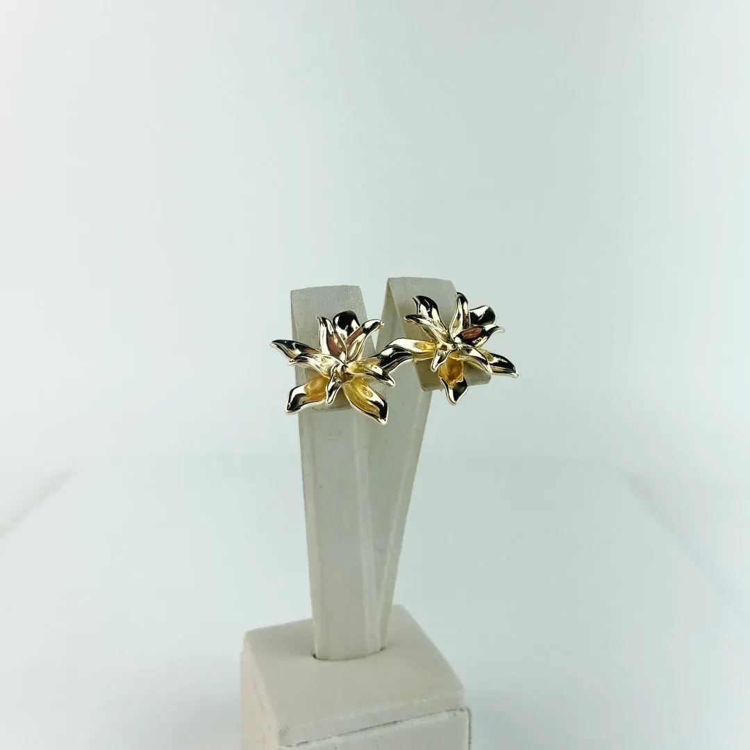 Brinco Flor de Lótus  Folheado a Ouro 18k