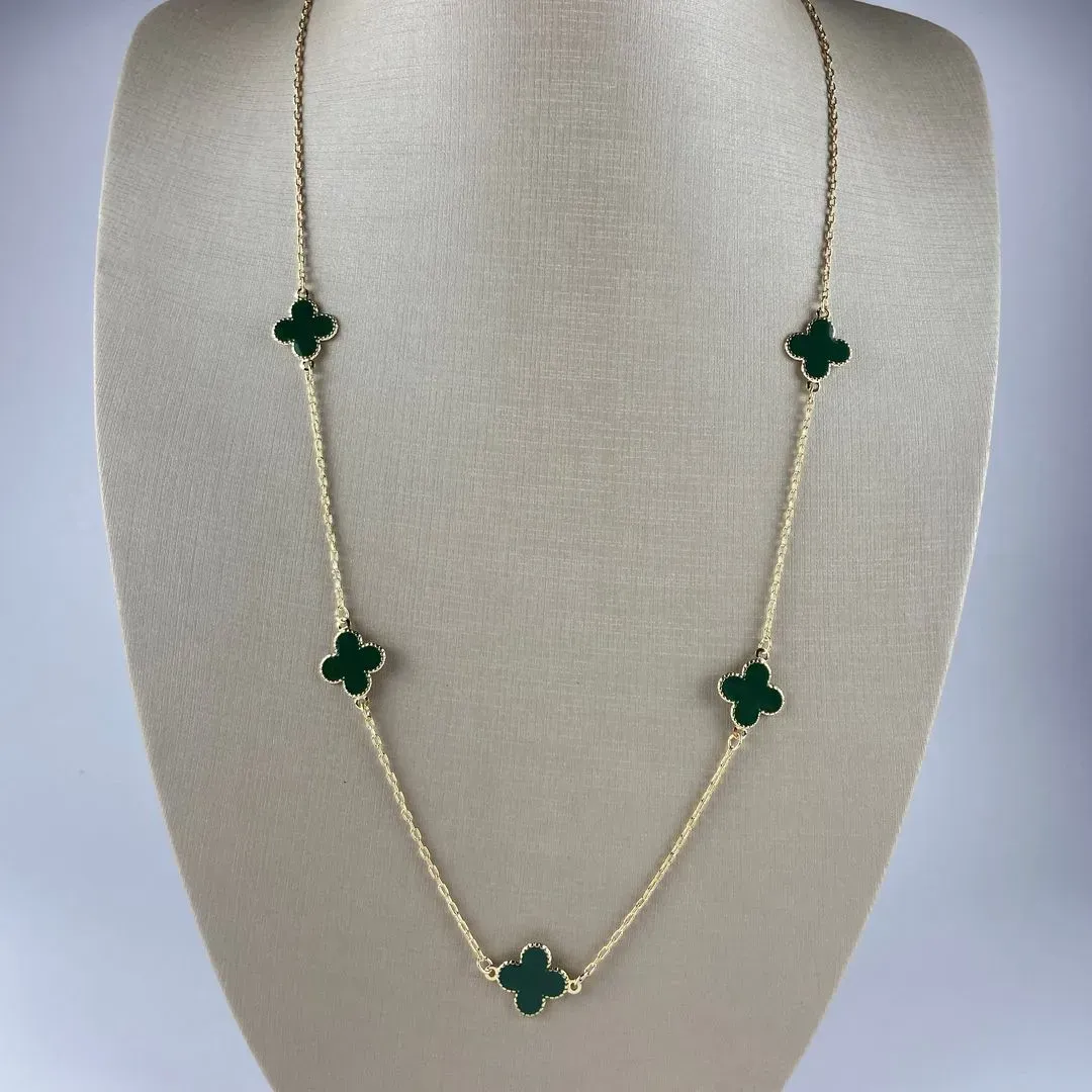 Colar Trevo Verde Inspiração Virginia Fonseca Folheado a Ouro 18k