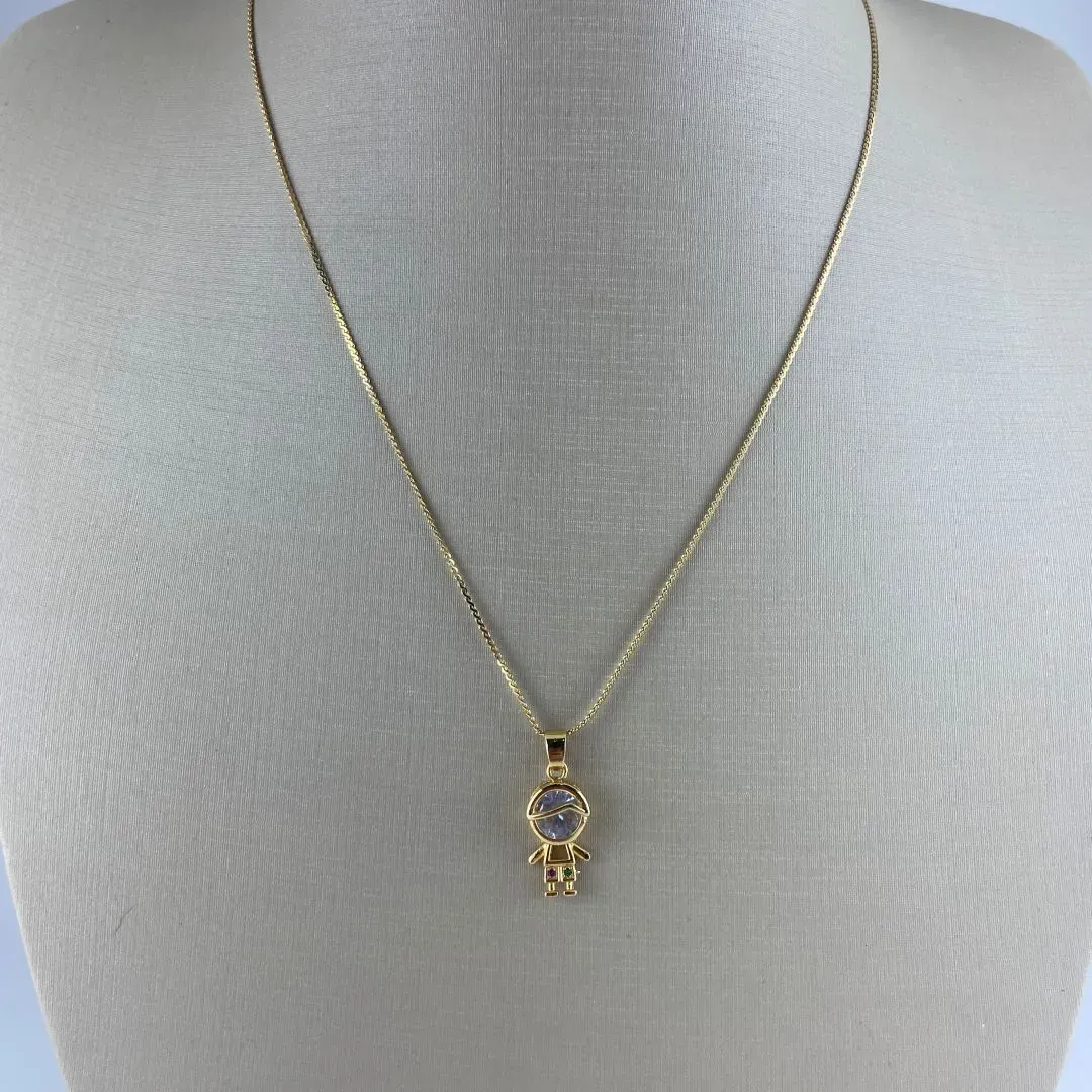 Colar Veneziana com Pingente Menino Folheado a Ouro 18k