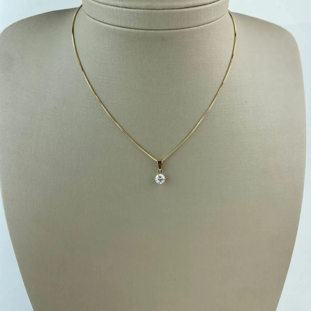 Colar Veneziana com Ponto de Luz em Zircônia Folheado a Ouro 18k