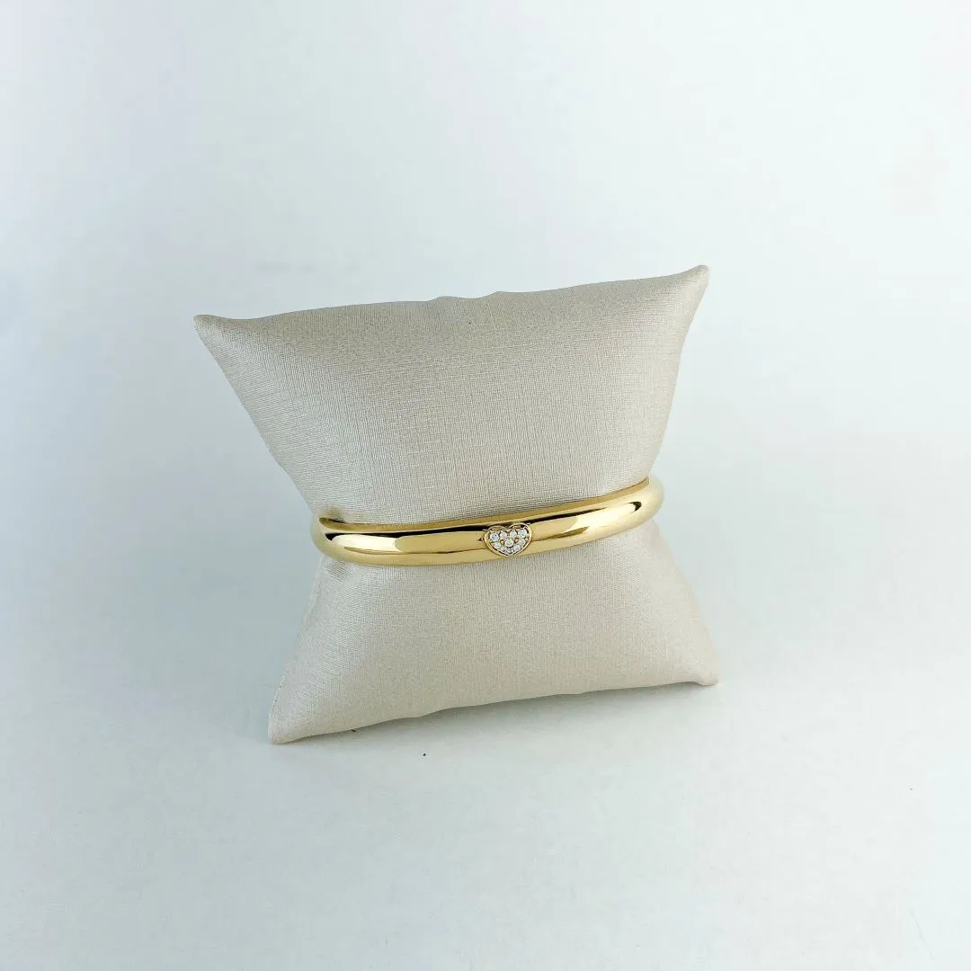 Bracelete Com Coração Cravejado em Zircônias Folheado a Ouro 18k