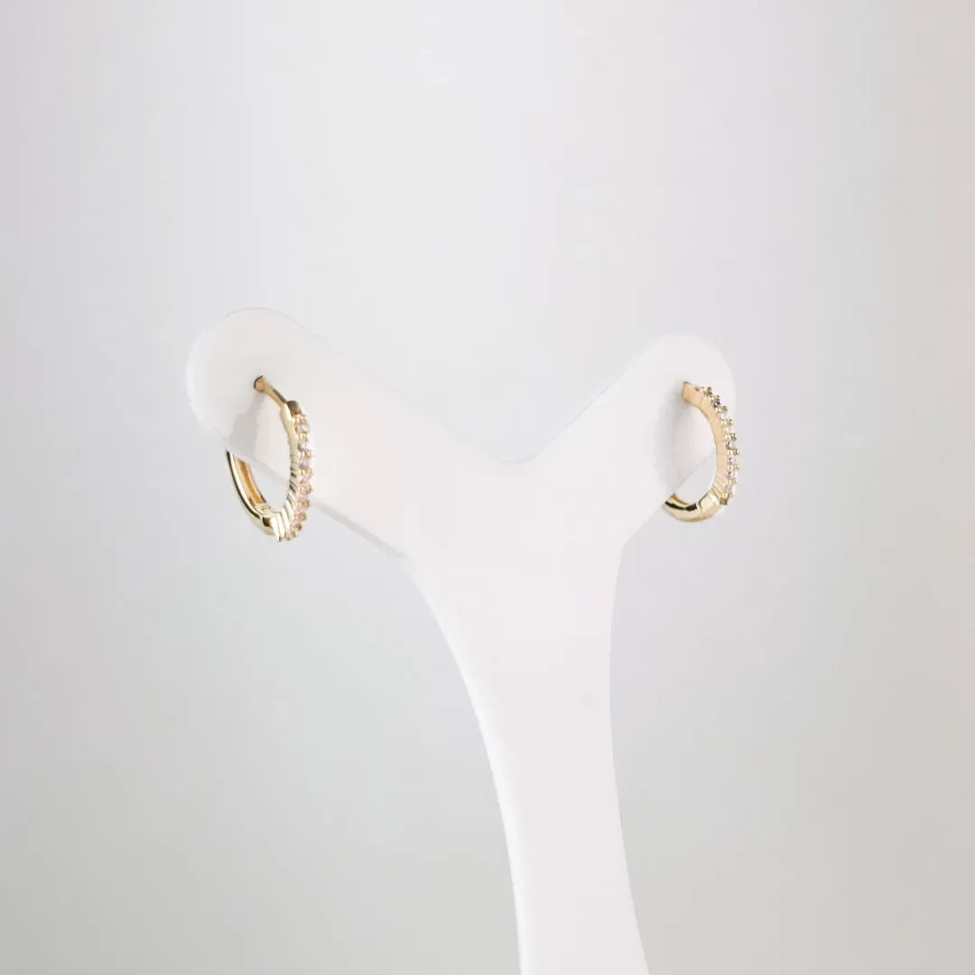 Brinco Argola Cravejada em Zircônias Folheado a Ouro 18k