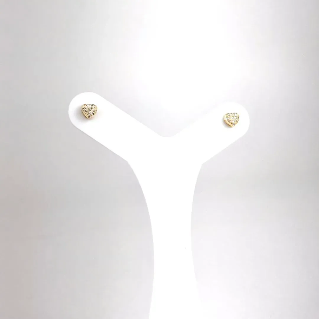 Brinco de Coração Cravejado em Microzircônias Folheado a Ouro 18k