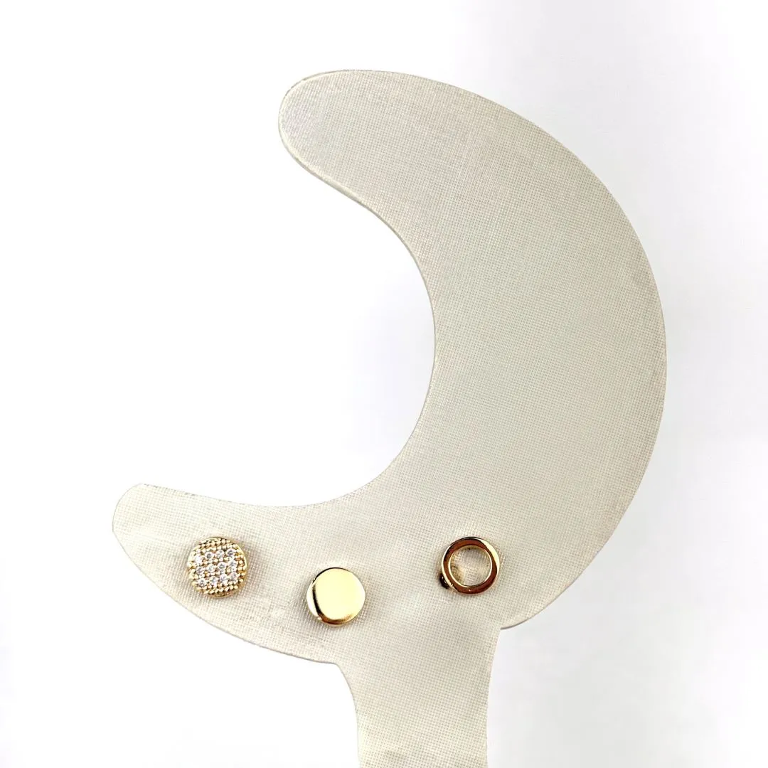 Brinco Trio Bolinhas Diferentes Banhado a Ouro 18k