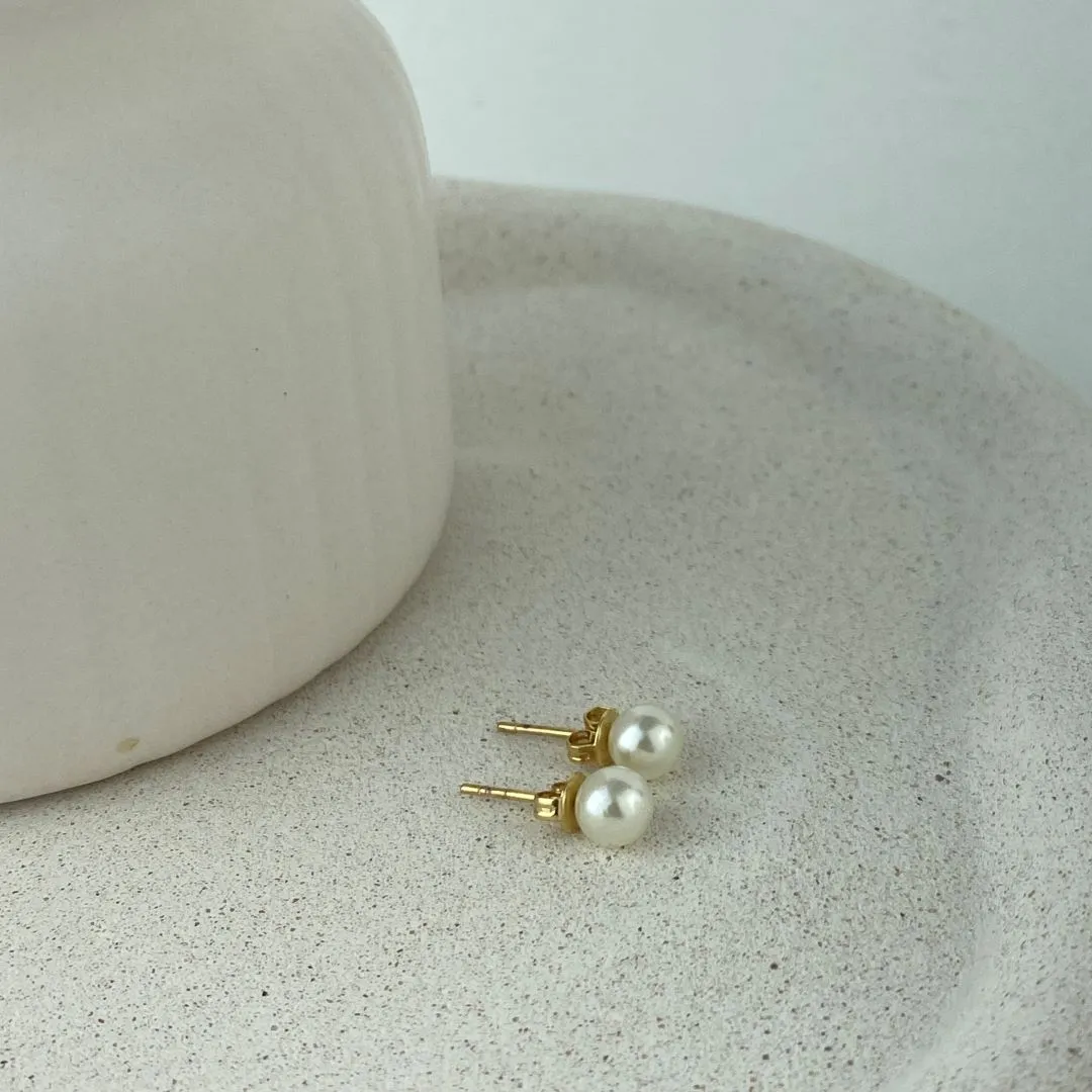 Brinco de Pérolas Folheado a Ouro 18k