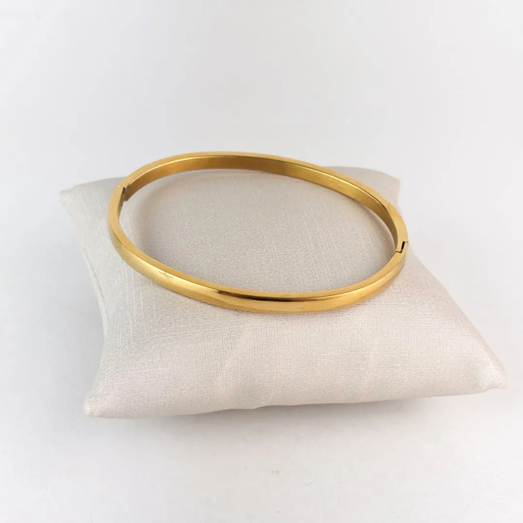 Bracelete Liso em Aço Inox 316L Dourado