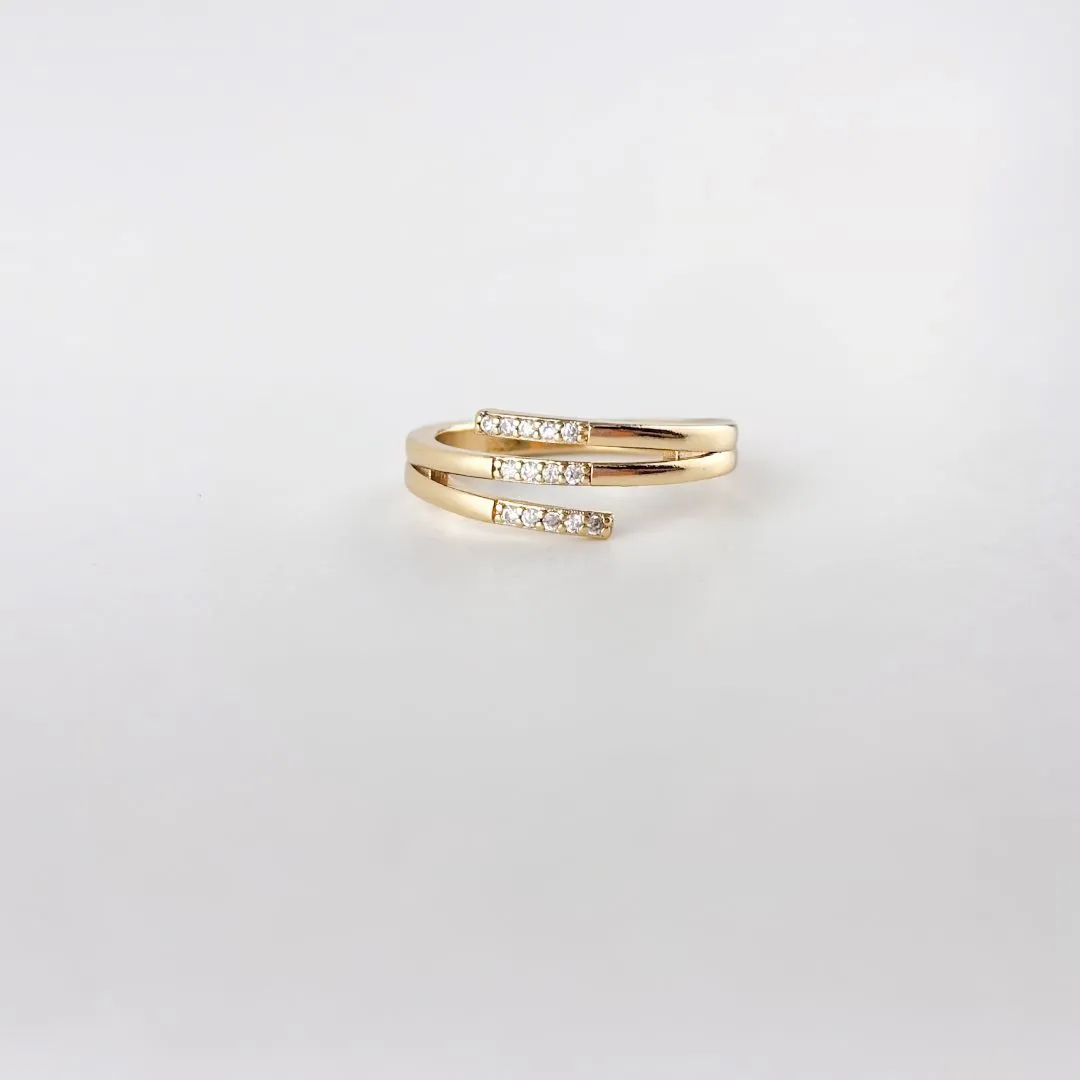 Anel Aros Triplos em Zircônias Folhado a Ouro 18k