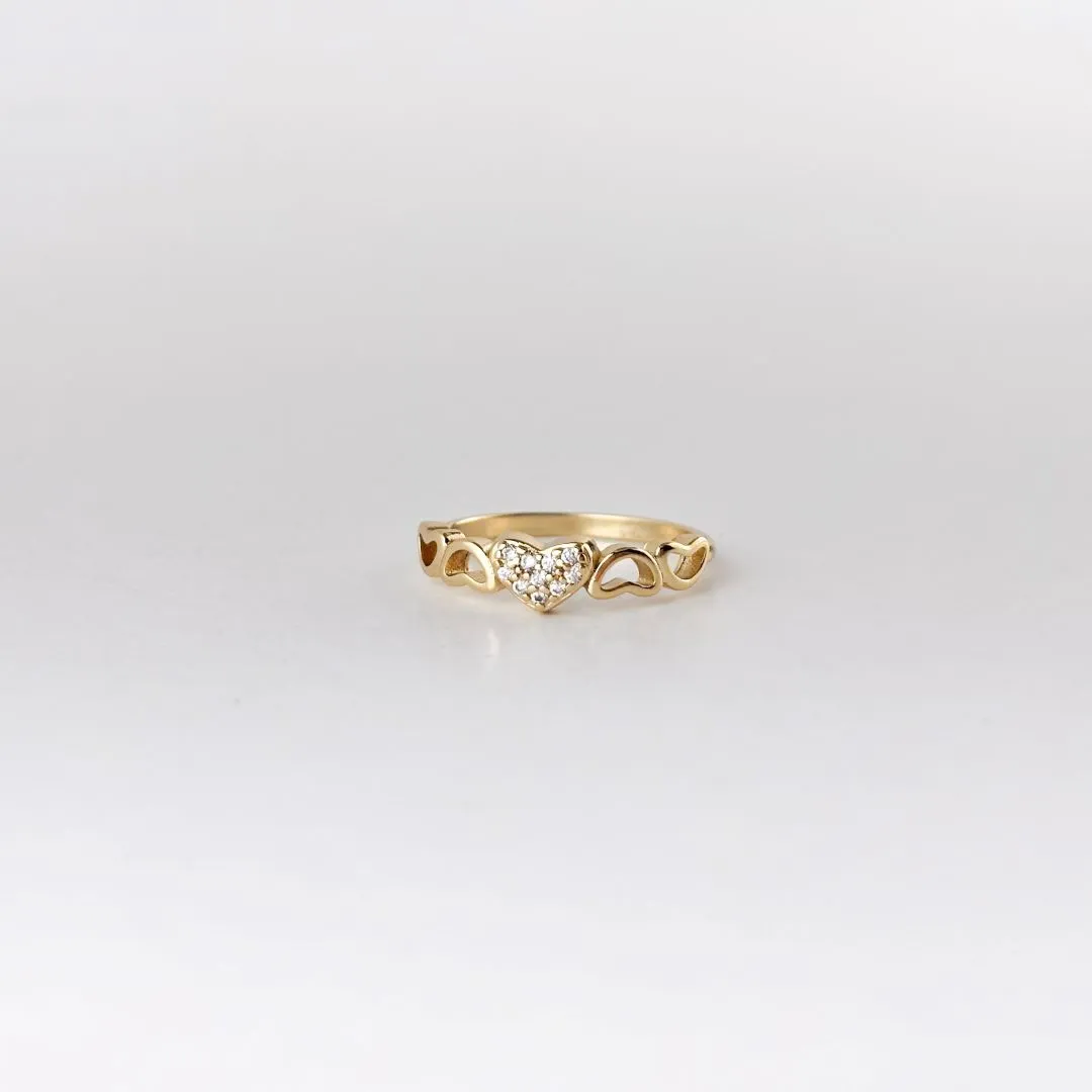 Anel Corações Vazados e Cravejado em Microzircônia Folheado a Ouro 18k