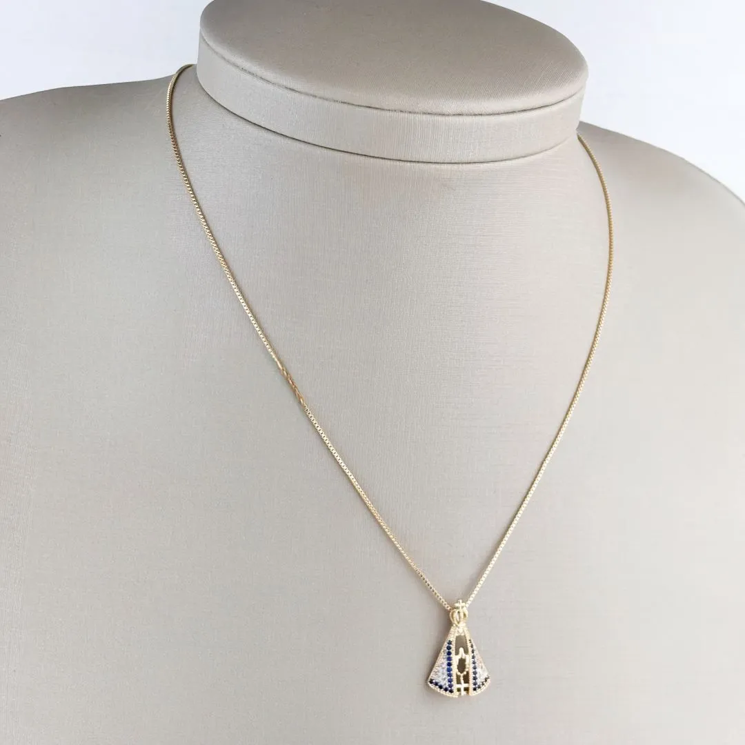 Colar Nossa Senhora Cravejado em Zircônia Folheado a Ouro 18k
