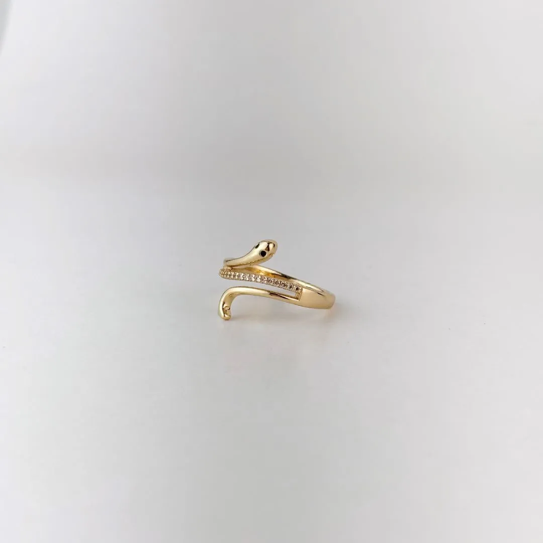 Anel de Cobra Triplo Cravejado em Zircônias Folheado a Ouro 18k