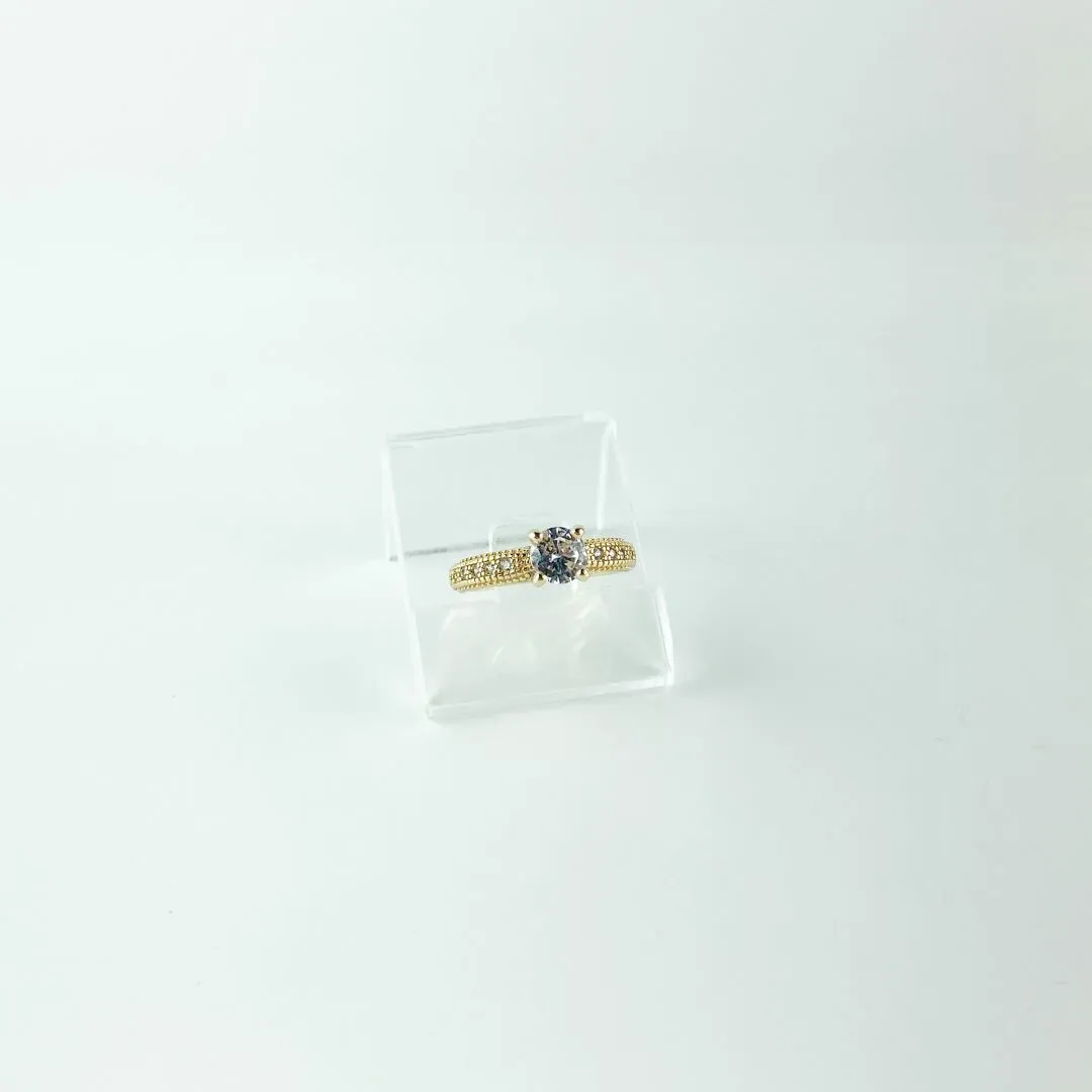 Anel Solitário em Zircônia Folheado a Ouro 18k