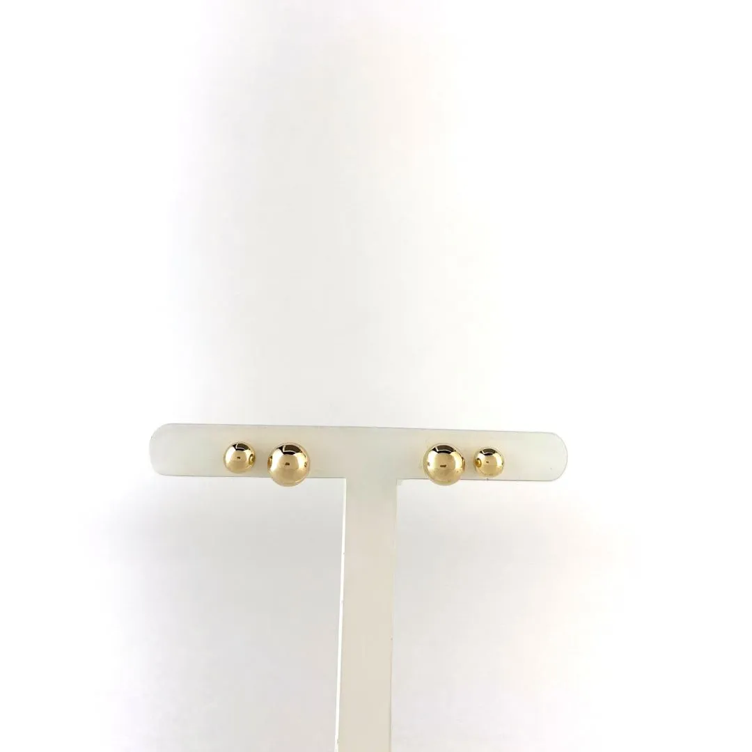 Brinco Duo Bolinhas Folheado a Ouro 18k