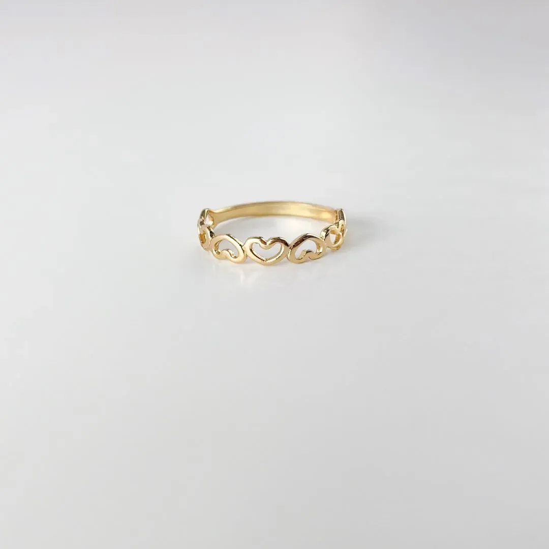 Anel Corações  Folheado a Ouro 18k