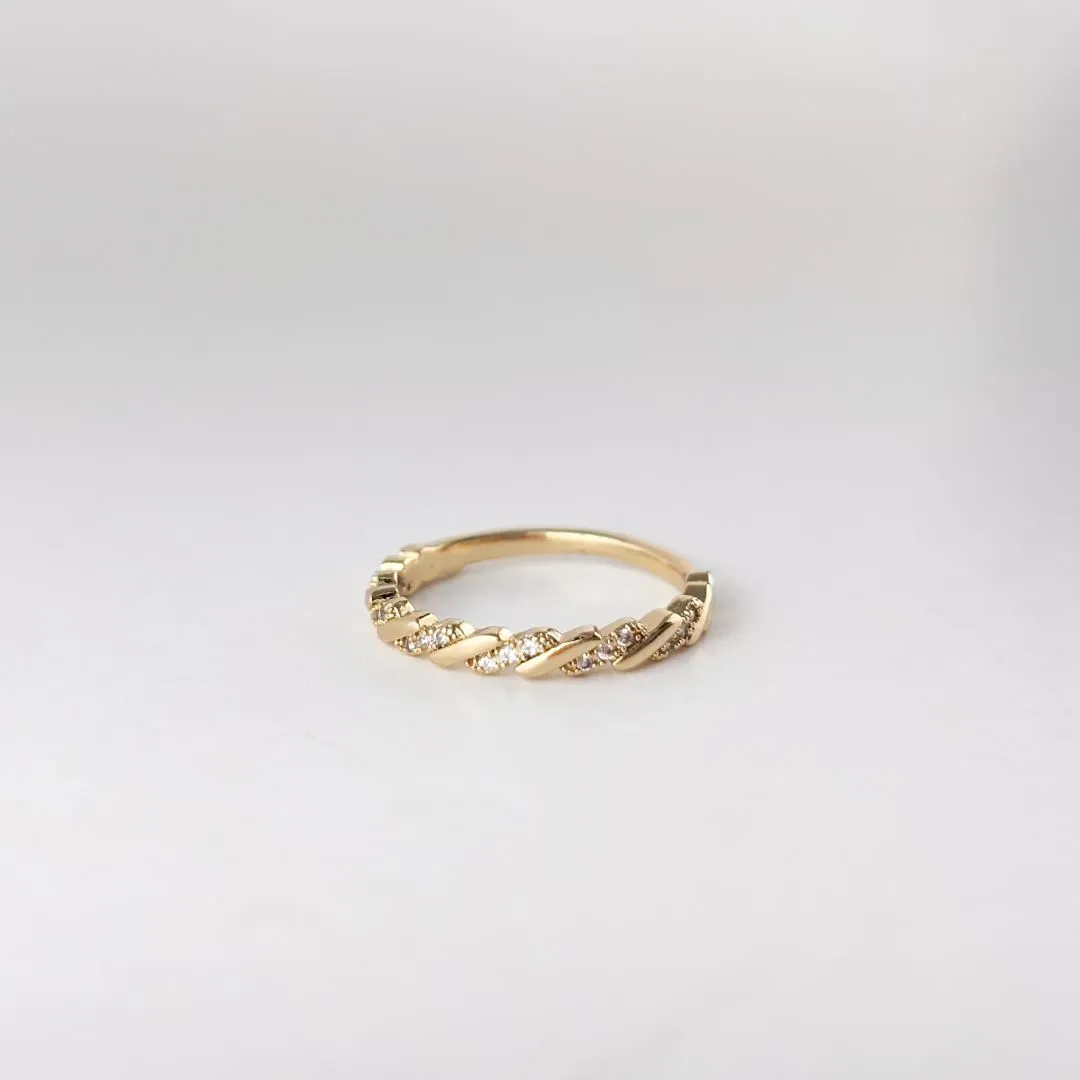 Anel Trançado em Zircônias Folheado a Ouro 18k