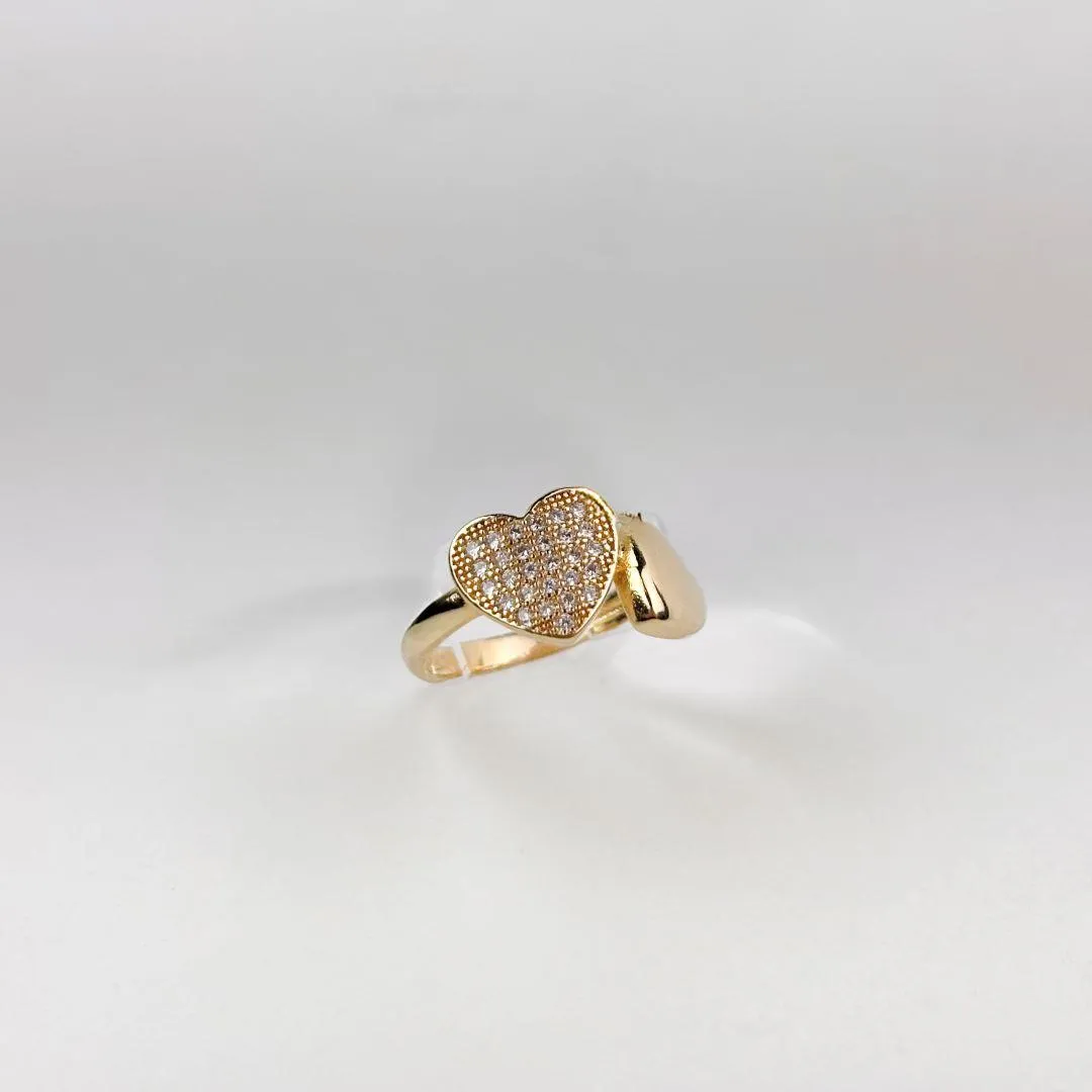 Anel Dueto de Amor Cravejado em Zircônias Folheado a Ouro 18k