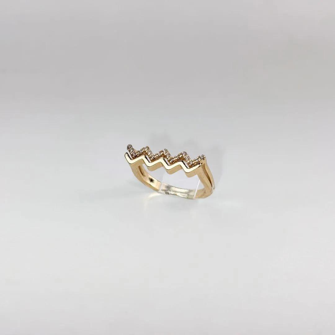 Anel Listras Duplas Cravejado em Zircônias Folheado a Ouro 18k