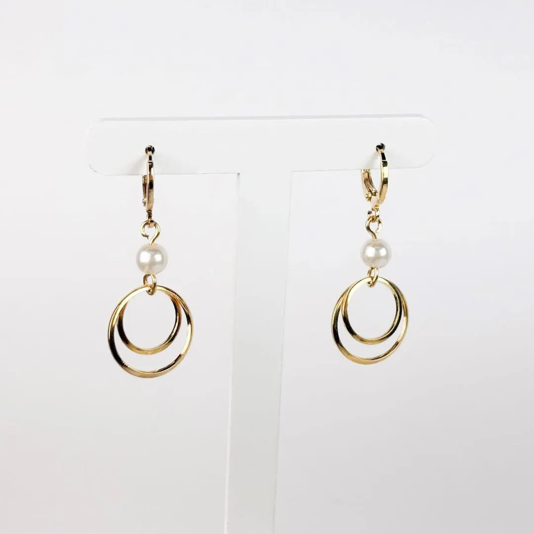 Brinco Arcos de Pérola Folheado a Ouro 18k