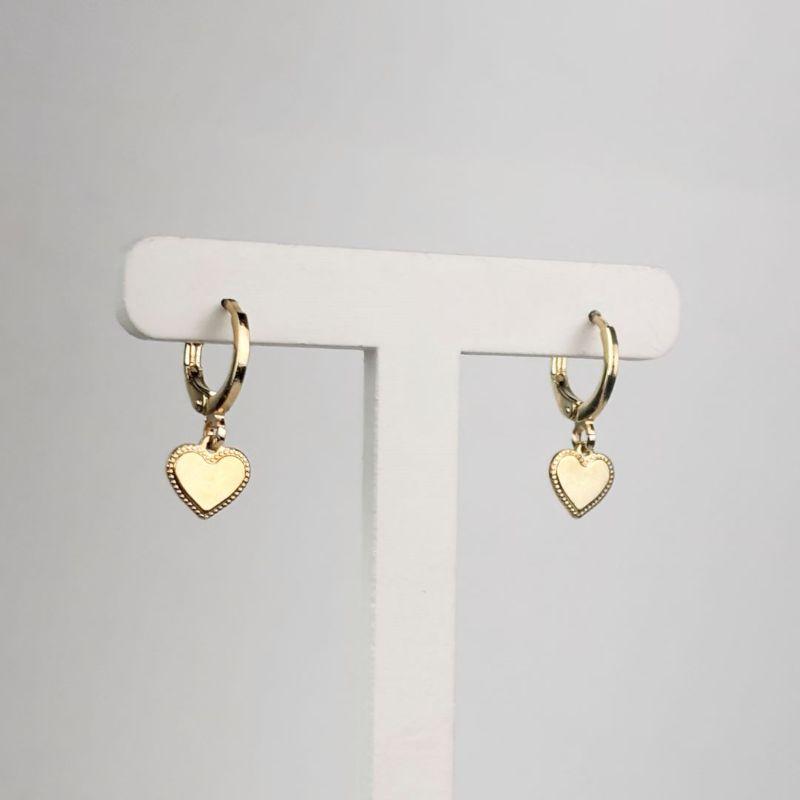 Brinco Argola Pingente de Coração Folheado a Ouro 18k