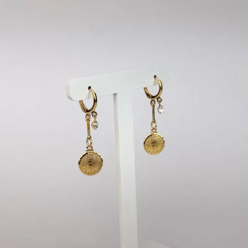 Brinco Oração Pai Nosso e Ponto de Luz em Zircônia Folheado a Ouro 18k