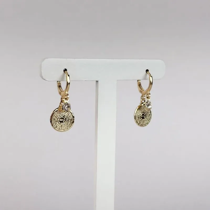 Brinco Oração Pai Nosso e Ponto de Luz em Zircônia Folheado a Ouro 18k