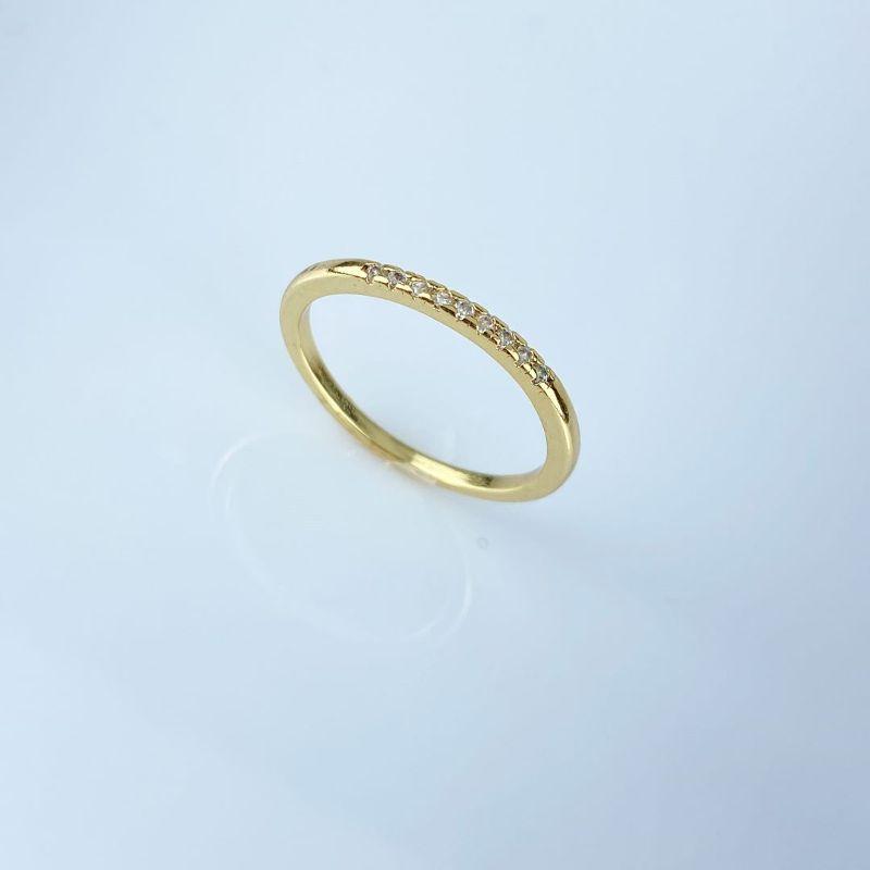 Anel Meia Aliança com Zircônia Folheado a Ouro 18k