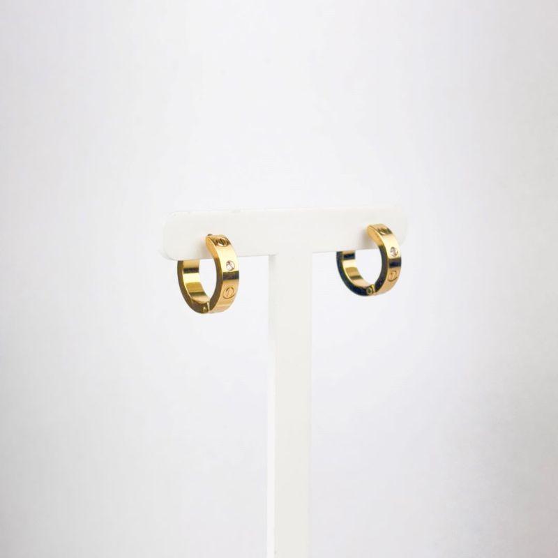 Brinco Argola em Zircônias Aço Inox 316L Dourado