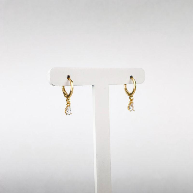 Brinco Argola com Ponto de Luz em Zircônia Folheado a Ouro 18k