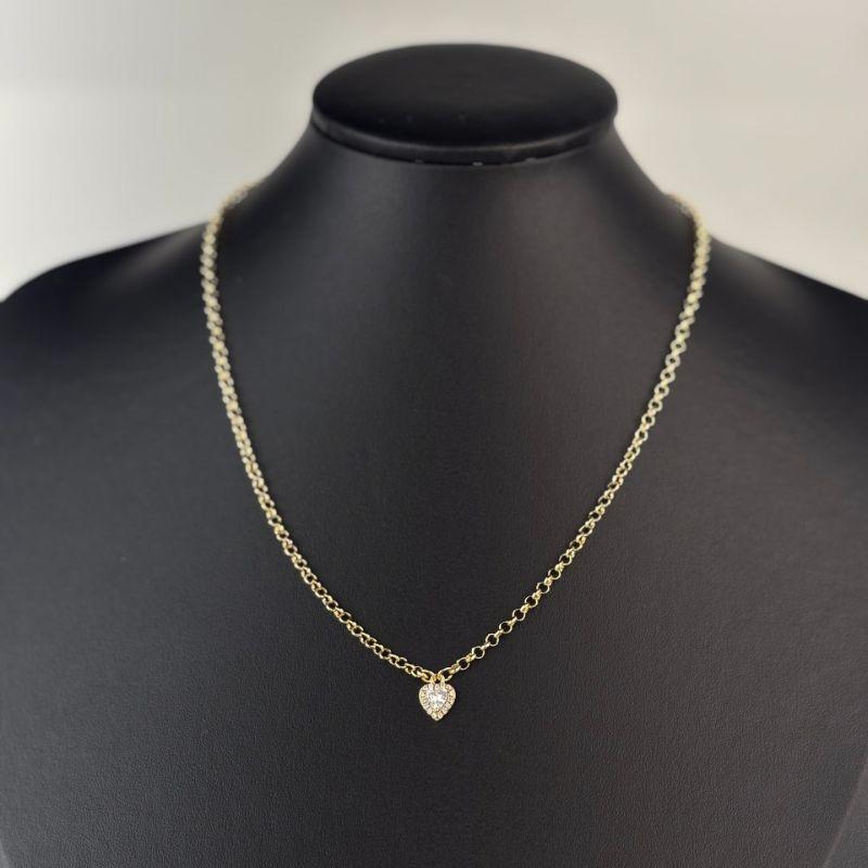 Choker Elo Português com Pingente de Coração Folheado a Ouro 18K