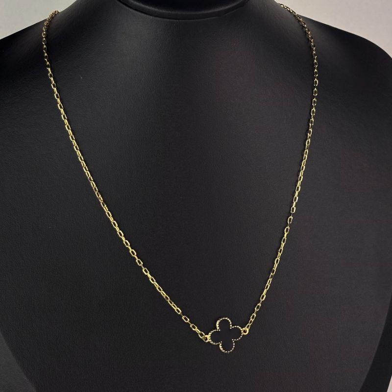 Colar Veneziana com Pingente Inspiração Van Cleef Folheado  Ouro 18K